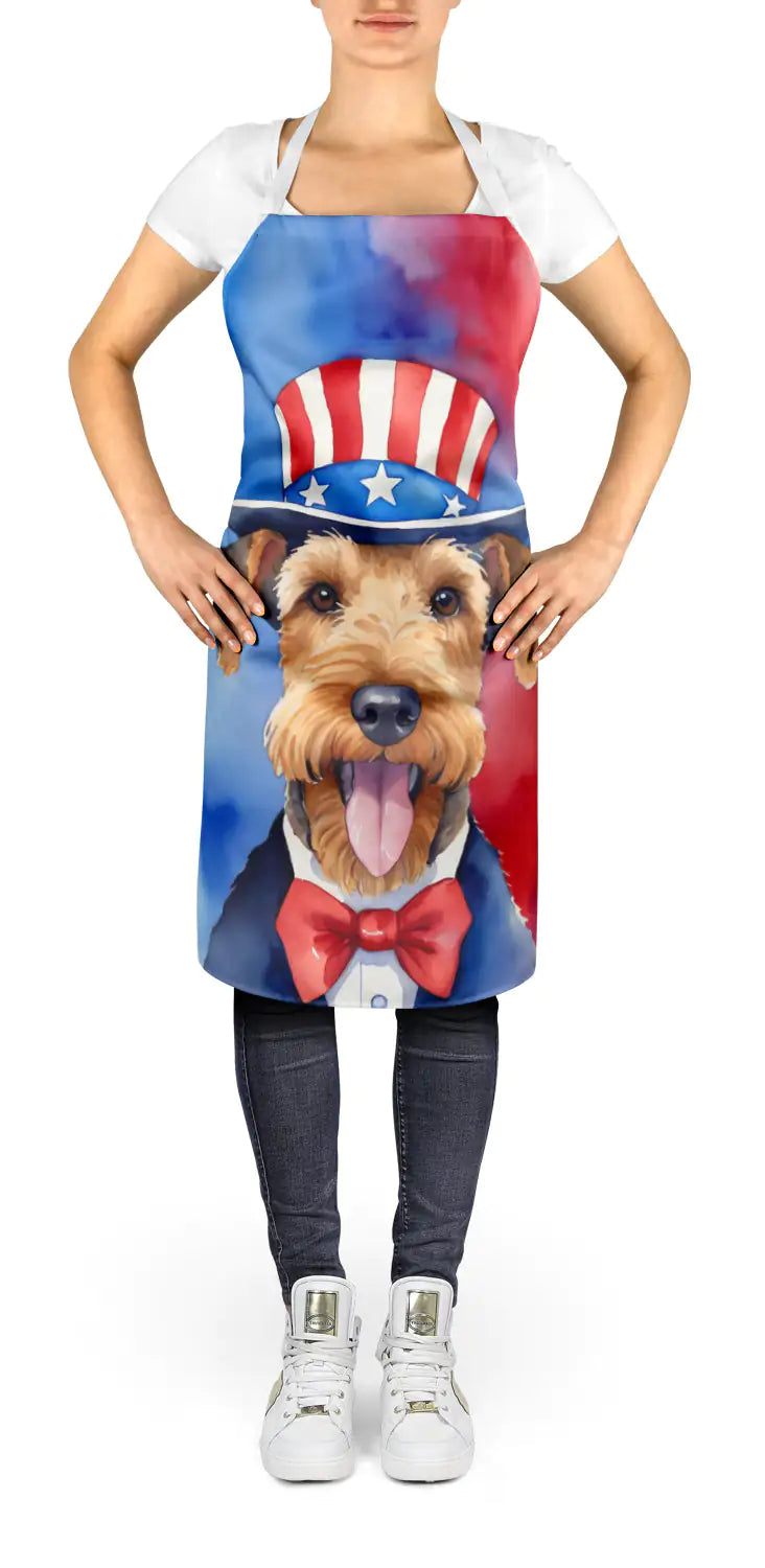 Airedale Terrier Patriotic American Apron WEM Support (www.WEM.support)