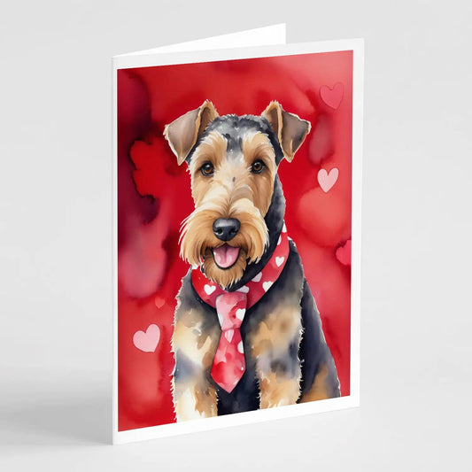 Airedale Terrier My Valentine Greeting Cards Pack of 8 WEM Support (www.WEM.support)