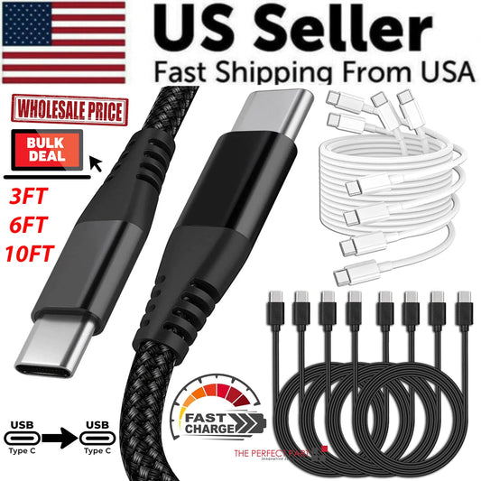 Braided USB C Type-C Fast Charging Data SYNC Charger Cable Cord 3/6/10FT Lot WEM Support (www.WEM.support)