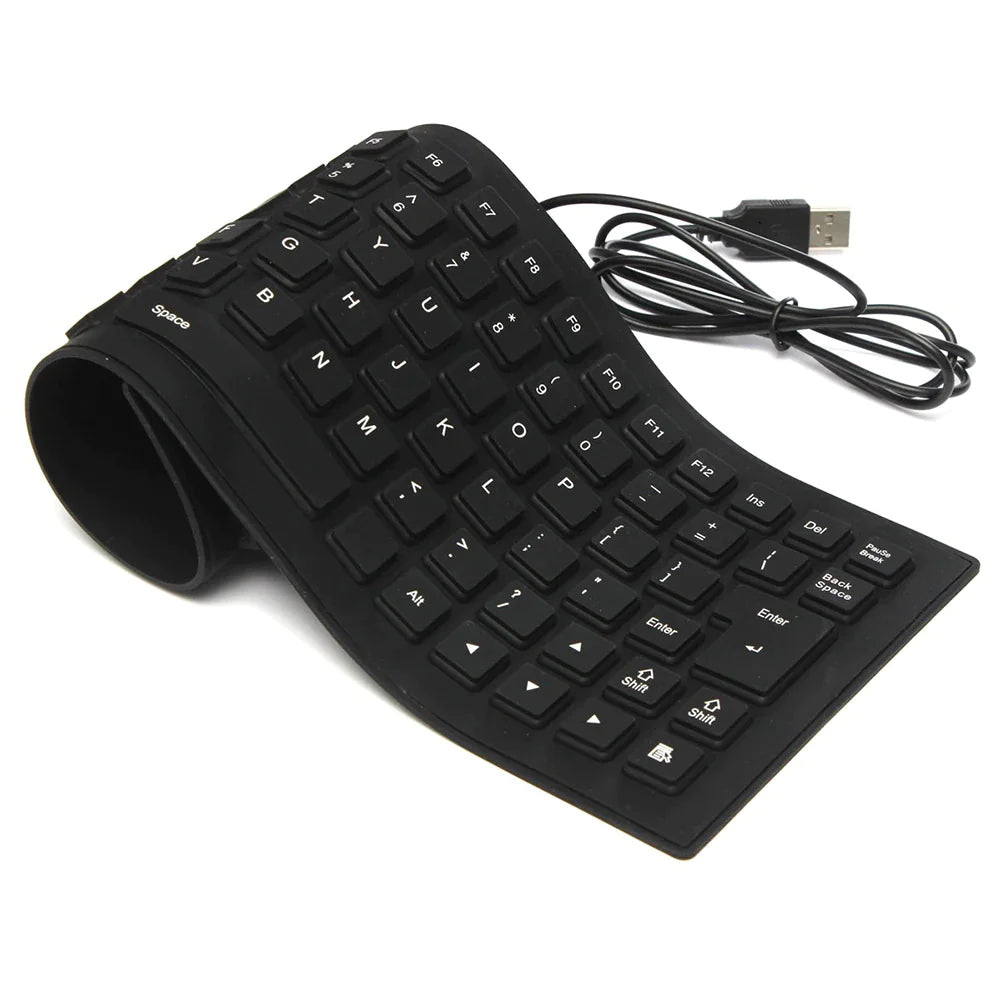 Waterproof Silicone Keyboard Foldable Flexible USB Dustproof DirtProof Full Size WEM Support (www.WEM.support)