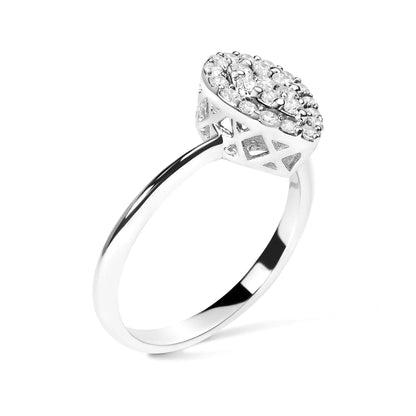 .925 Sterling Silver 3/8 Cttw Lab Grown Diamond Cluster and Halo Pear Promise Ring (G-H Color, VS2-SI1 Clarity) - Size 7 WEM Support (www.WEM.support)