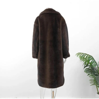 Women's Winter Warm Long Imitation Mink Coat WEM Support (www.WEM.support)