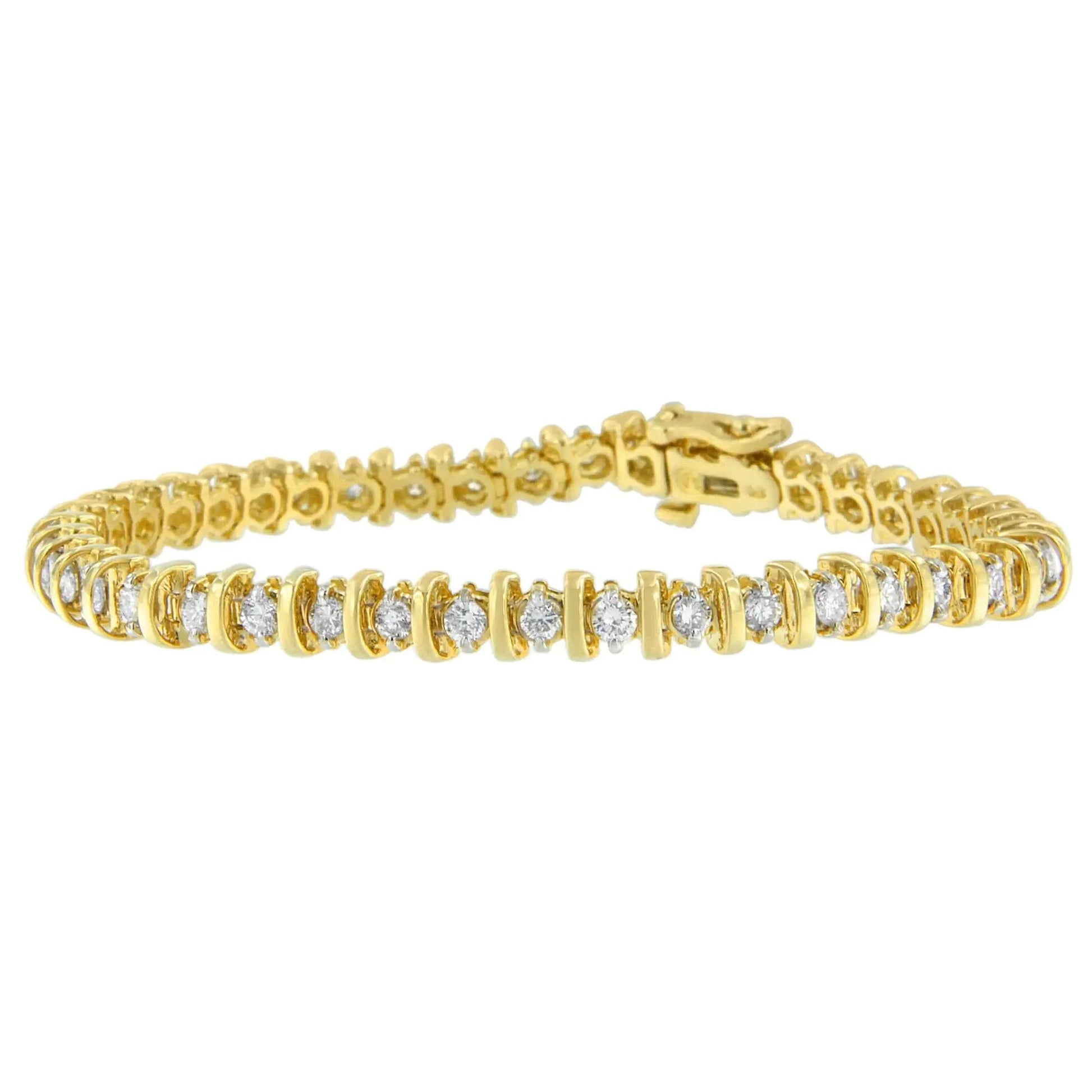 14K Yellow Gold Round-Cut Diamond Link Bracelet (3.00 cttw, H-I Color, I1-I2 Clarity) WEM Support (www.WEM.support)