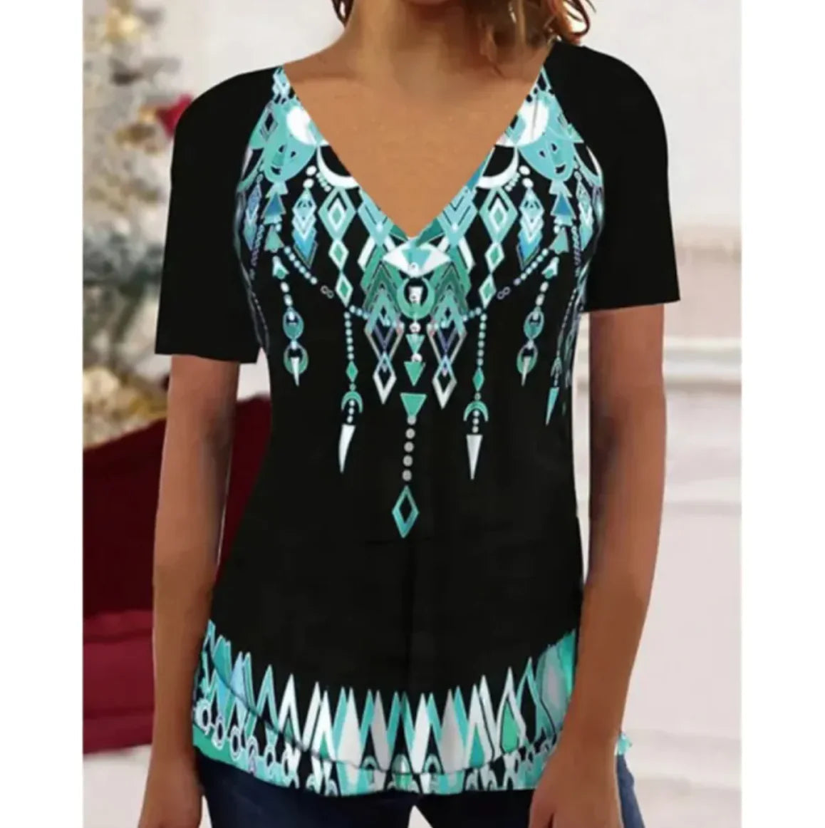 Women's Summer V-Neck Casual Top WEM Support (www.WEM.support)