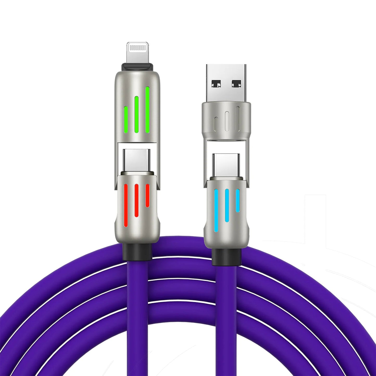240W 4-in-1 Fast Charging Cable with Breathing Light WEM Support (www.WEM.support)