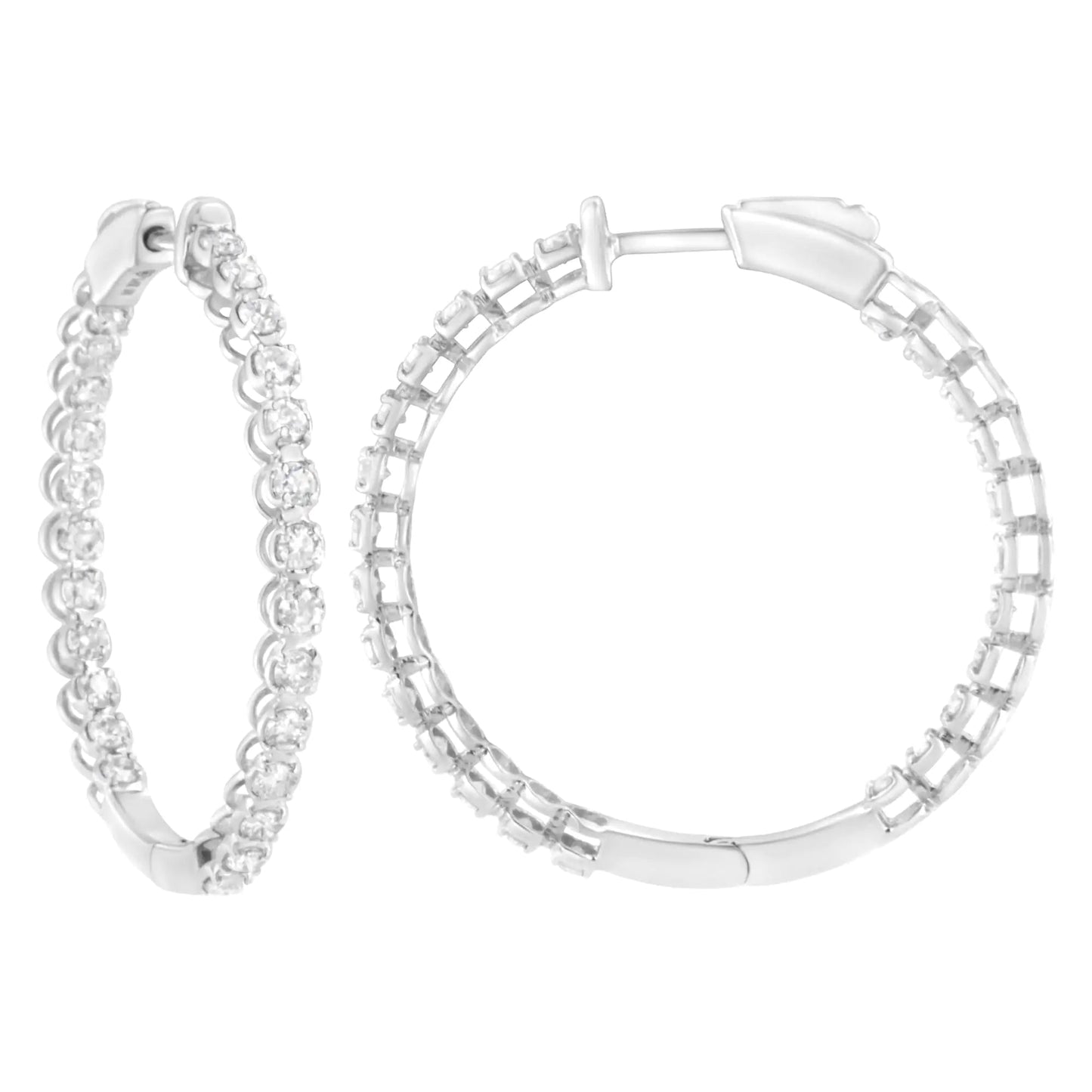 14K White Gold 2 cttw Diamond Hoop Earrings (I-J Clarity, I1-I2 Color) WEM Support (www.WEM.support)