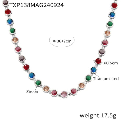 Titanium Steel Zircon Color Mix Bracelet & Necklace Set WEM Support (www.WEM.support)