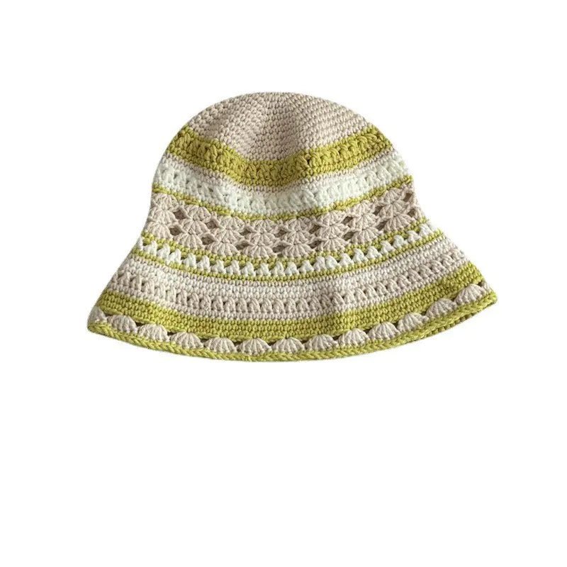 Japanese Retro Hollow Flower Handmade Knitted Bucket Hat - Catch Cards
