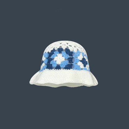 Japanese Retro Hollow Flower Handmade Knitted Bucket Hat - Catch Cards