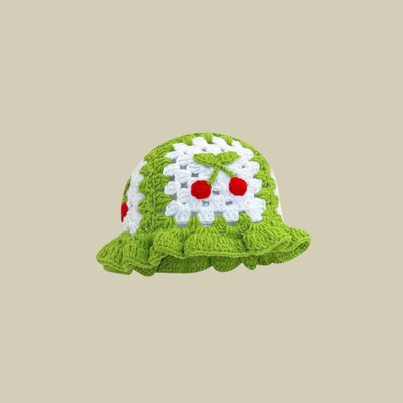 Japanese Retro Hollow Flower Handmade Knitted Bucket Hat - Catch Cards