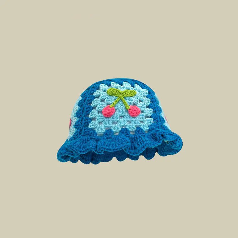 Japanese Retro Hollow Flower Handmade Knitted Bucket Hat - Catch Cards