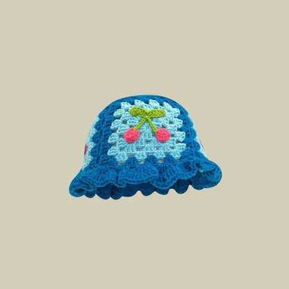 Japanese Retro Hollow Flower Handmade Knitted Bucket Hat - Catch Cards