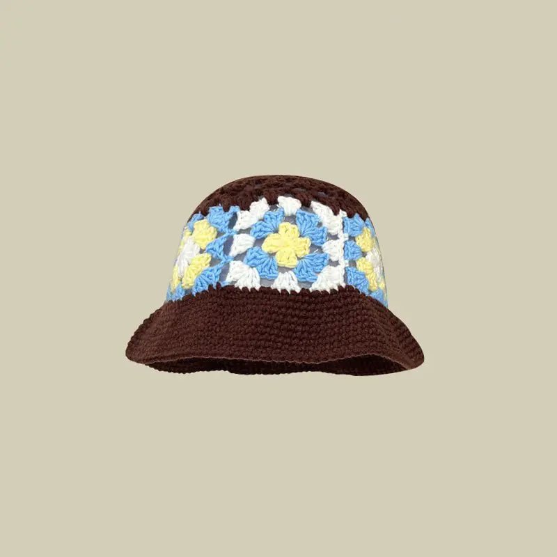Japanese Retro Hollow Flower Handmade Knitted Bucket Hat - Catch Cards