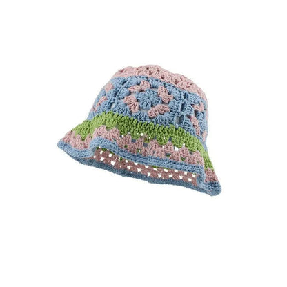 Japanese Retro Hollow Flower Handmade Knitted Bucket Hat - Catch Cards