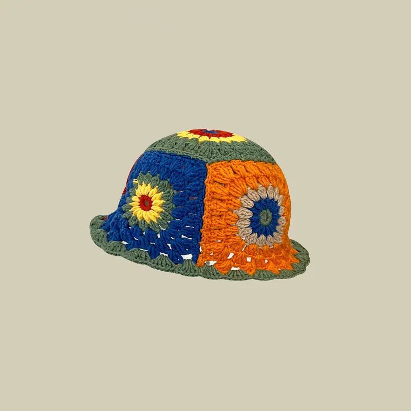 Japanese Retro Hollow Flower Handmade Knitted Bucket Hat - Catch Cards
