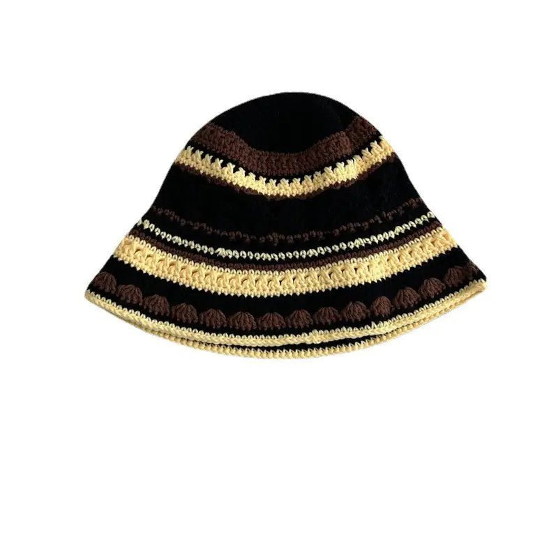 Japanese Retro Hollow Flower Handmade Knitted Bucket Hat - Catch Cards