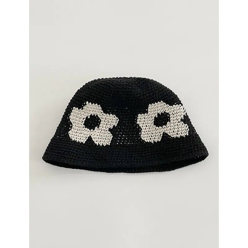 Japanese Retro Hollow Flower Handmade Knitted Bucket Hat - Catch Cards