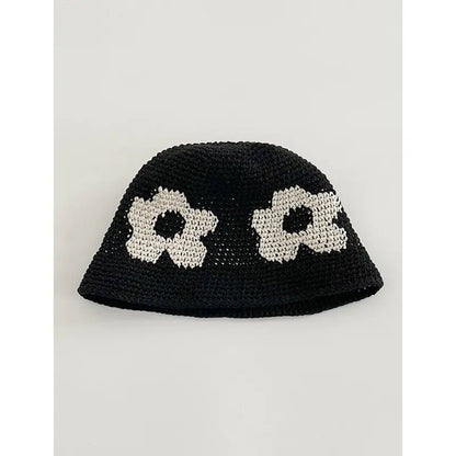 Japanese Retro Hollow Flower Handmade Knitted Bucket Hat - Catch Cards