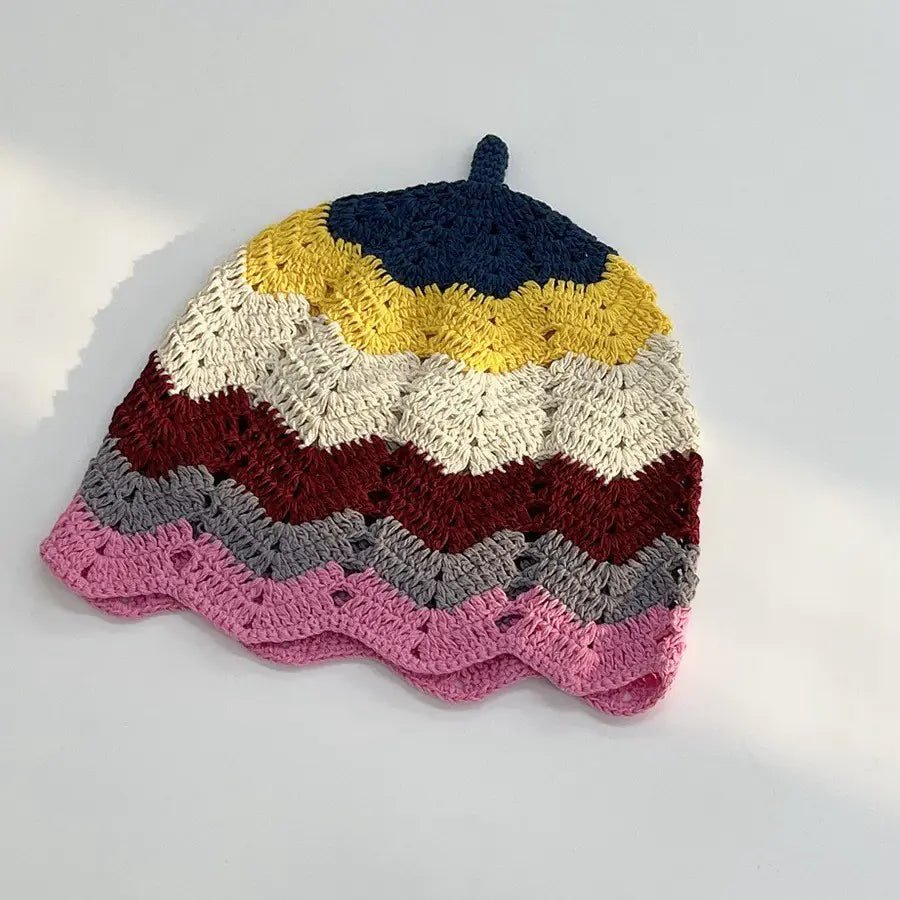 Japanese Retro Hollow Flower Handmade Knitted Bucket Hat - Catch Cards