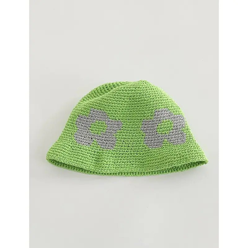 Japanese Retro Hollow Flower Handmade Knitted Bucket Hat - Catch Cards