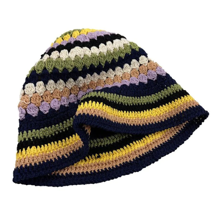 Japanese Retro Hollow Flower Handmade Knitted Bucket Hat - Catch Cards