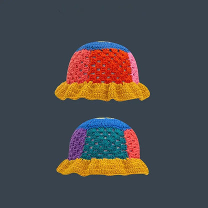 Japanese Retro Hollow Flower Handmade Knitted Bucket Hat - Catch Cards