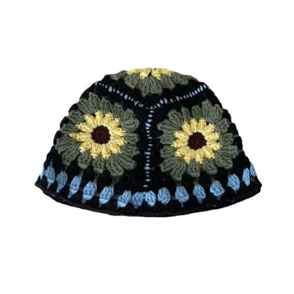 Japanese Retro Hollow Flower Handmade Knitted Bucket Hat - Catch Cards
