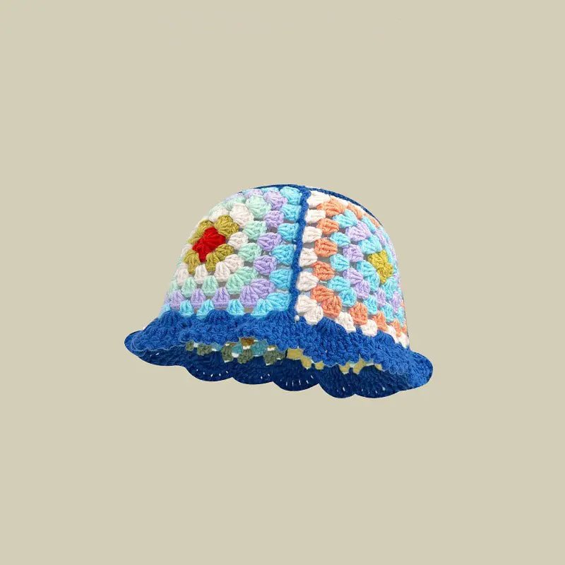 Japanese Retro Hollow Flower Handmade Knitted Bucket Hat - Catch Cards