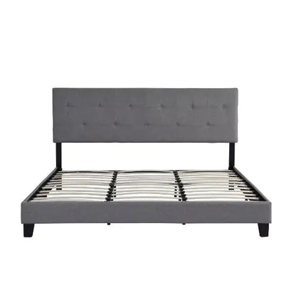 The Bed Frame With An Oversized Fabric Platform Is Easy To Assemble And Is Grey WEM Support (www.WEM.support)