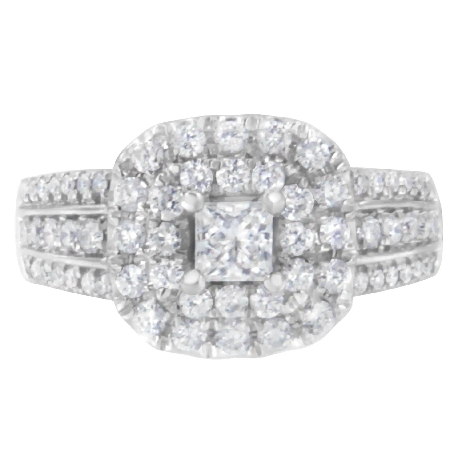 14KT White Gold Diamond Cluster Ring (1 cttw, H-I Color, I1-I2 Clarity) WEM Support (www.WEM.support)