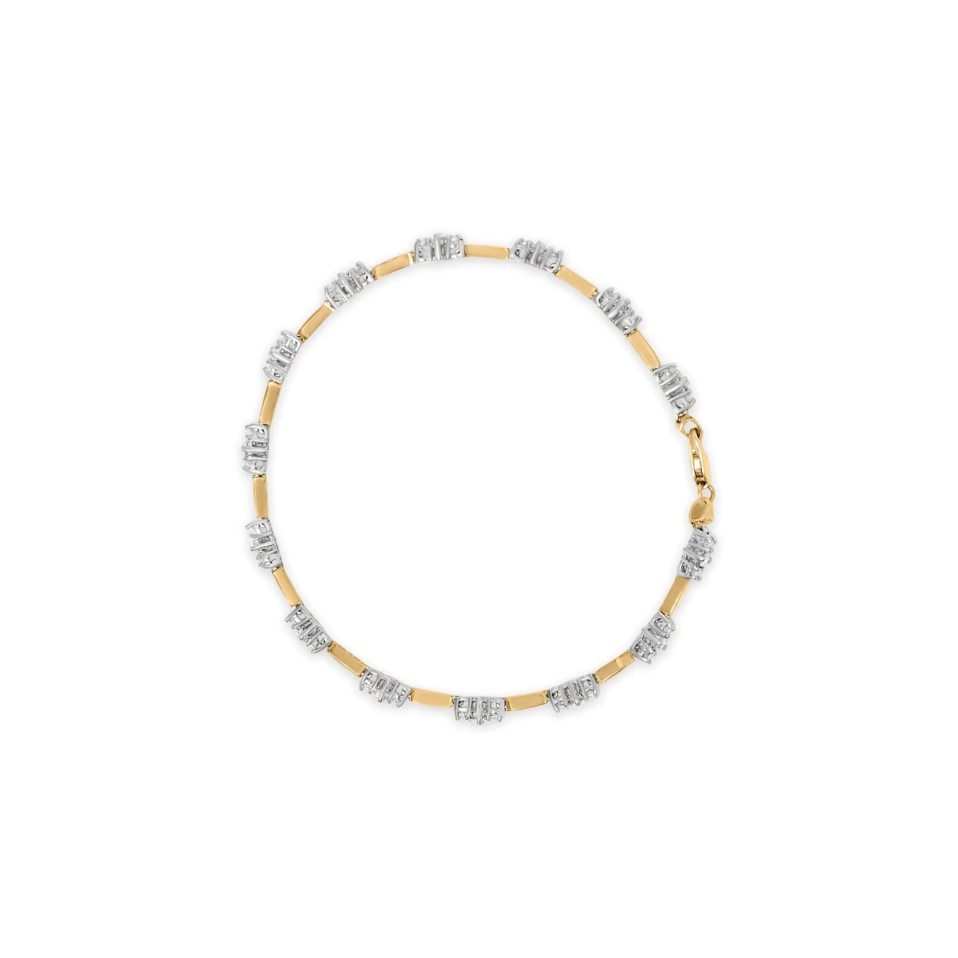 10K Yellow Gold 1.00 Cttw Diamond 3 Stone 7" Tennis Bracelet (H-I Color, I2-I3 Clarity) WEM Support (www.WEM.support)