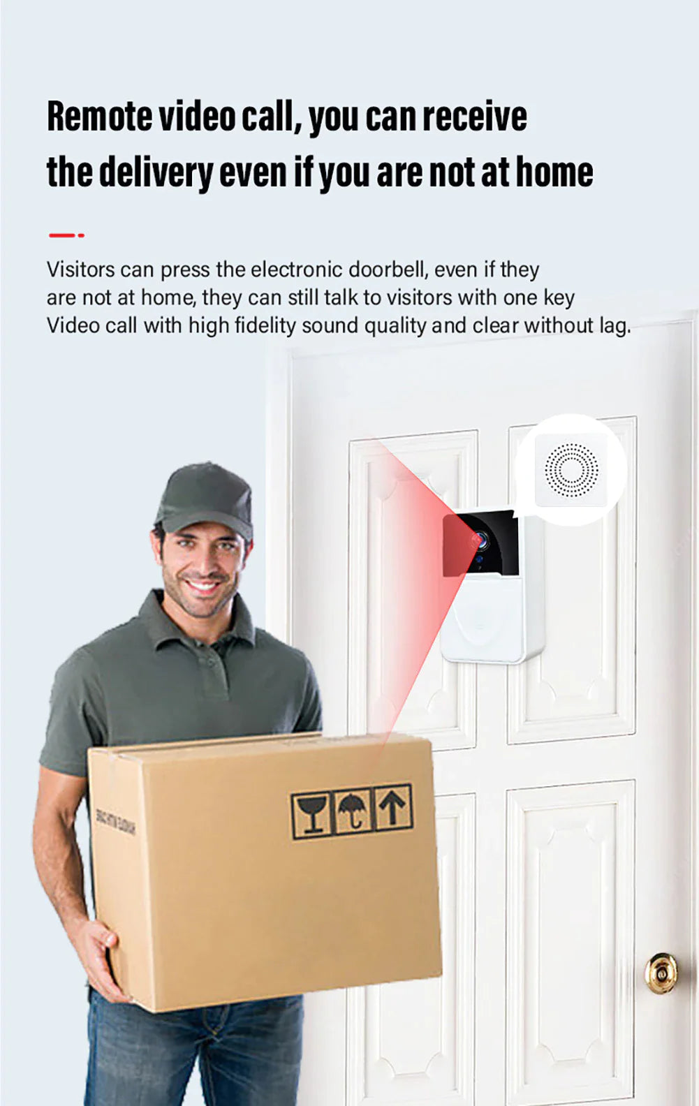 Wireless Security WiFi Smart Doorbell Intercom Video Camera Bell Chime Door Ring WEM Support (www.WEM.support)