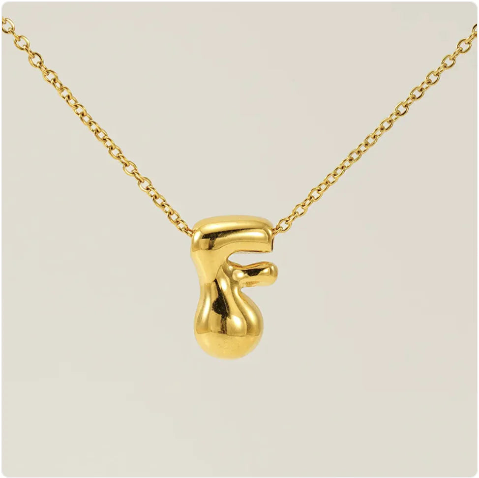 Women's Glossy Bubble Letter Pendant Necklace WEM Support (www.WEM.support)