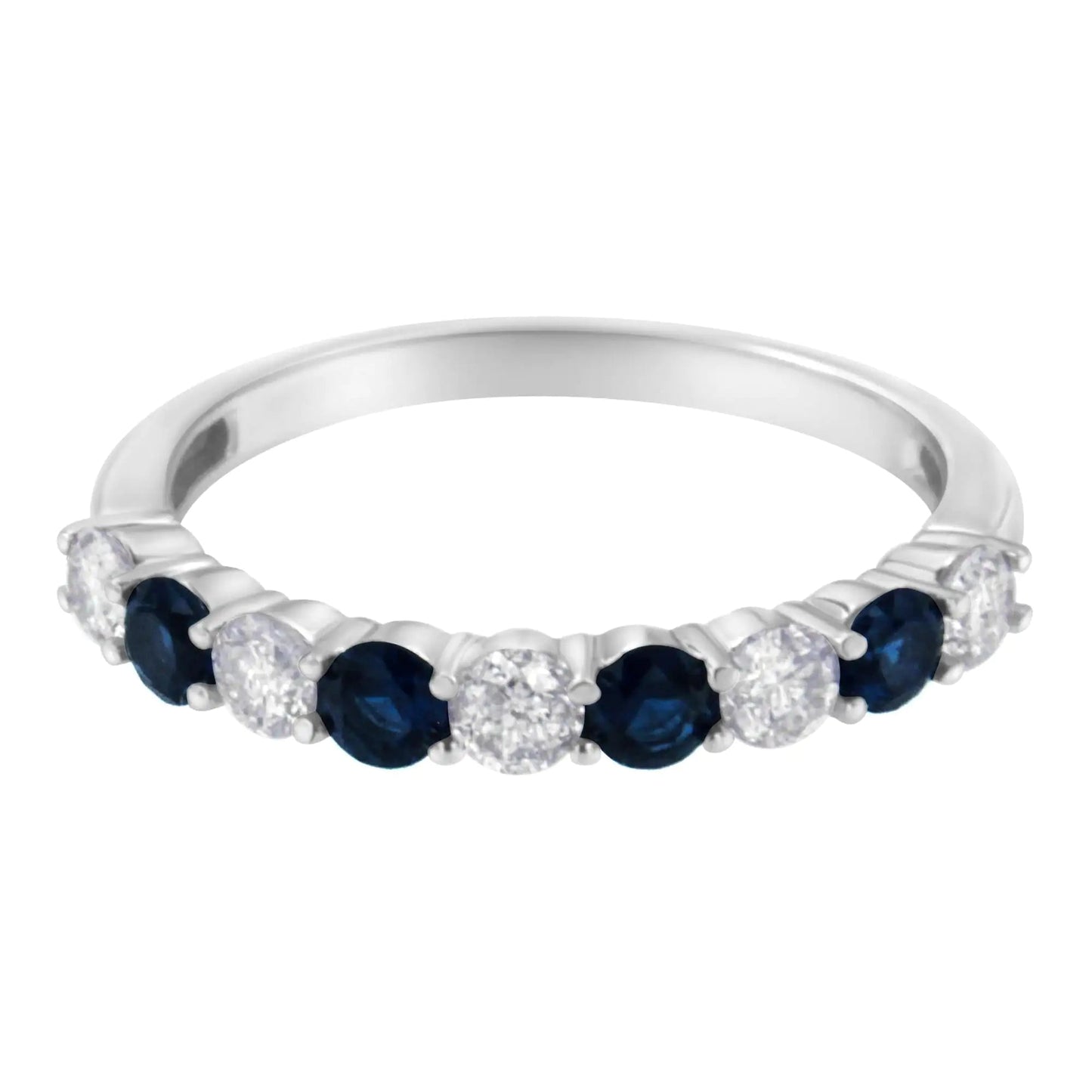 10KT White Gold 1/2 cttw Diamond and 3MM Created Gemstone Band Ring (H-I, I1-I2) WEM Support (www.WEM.support)