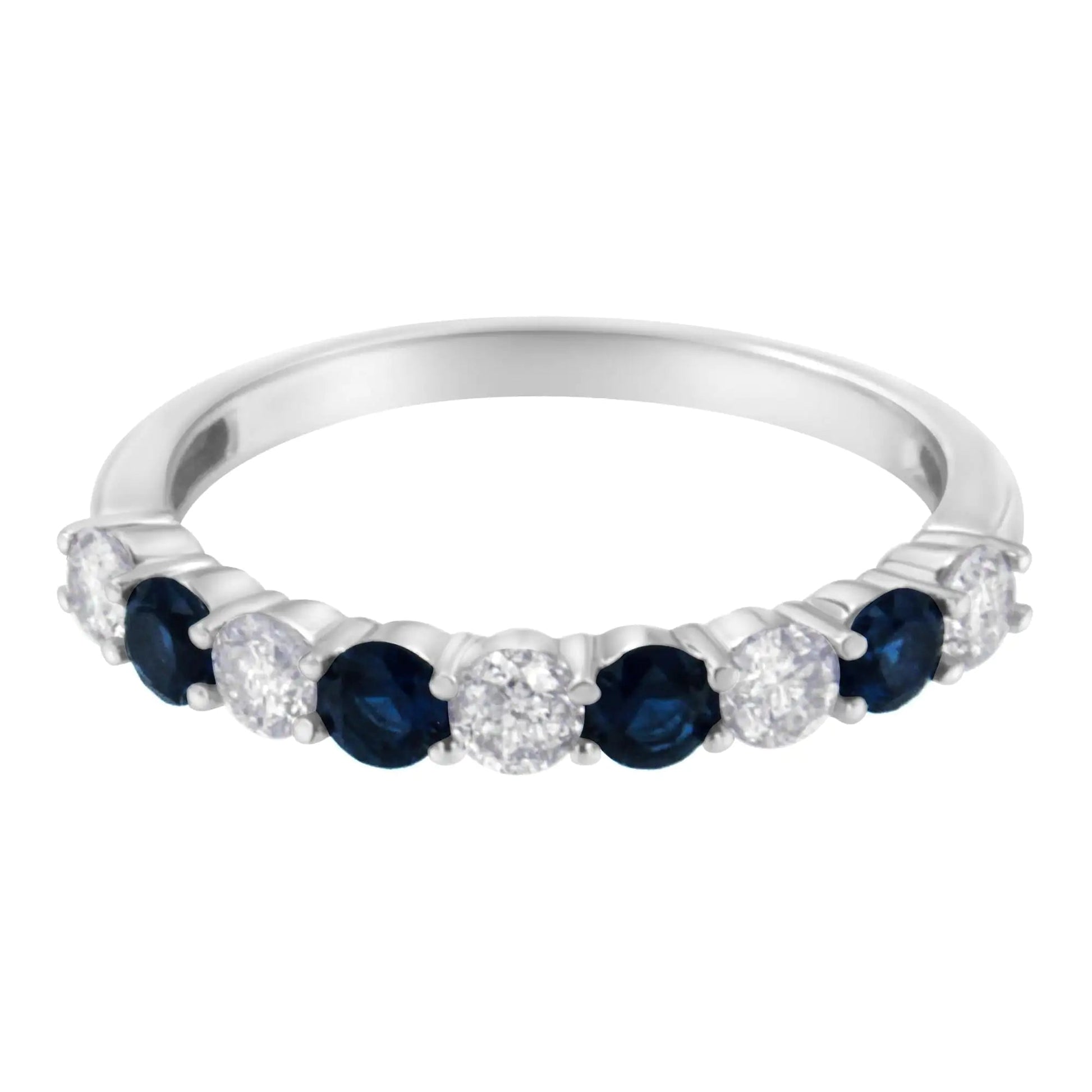 10KT White Gold 1/2 cttw Diamond and 3MM Created Gemstone Band Ring (H-I, I1-I2) WEM Support (www.WEM.support)