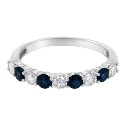 10KT White Gold 1/2 cttw Diamond and 3MM Created Gemstone Band Ring (H-I, I1-I2) WEM Support (www.WEM.support)