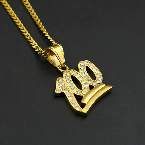 Gold Emoji 100 Logo Pendant Necklace WEM Support (www.WEM.support)