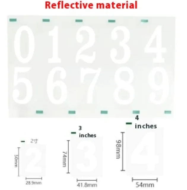 Heat-Resistant Reflective PVC Number Decals WEM Support (www.WEM.support)