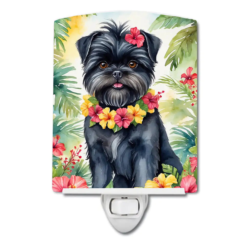 Affenpinscher Luau Ceramic Night Light WEM Support (www.WEM.support)