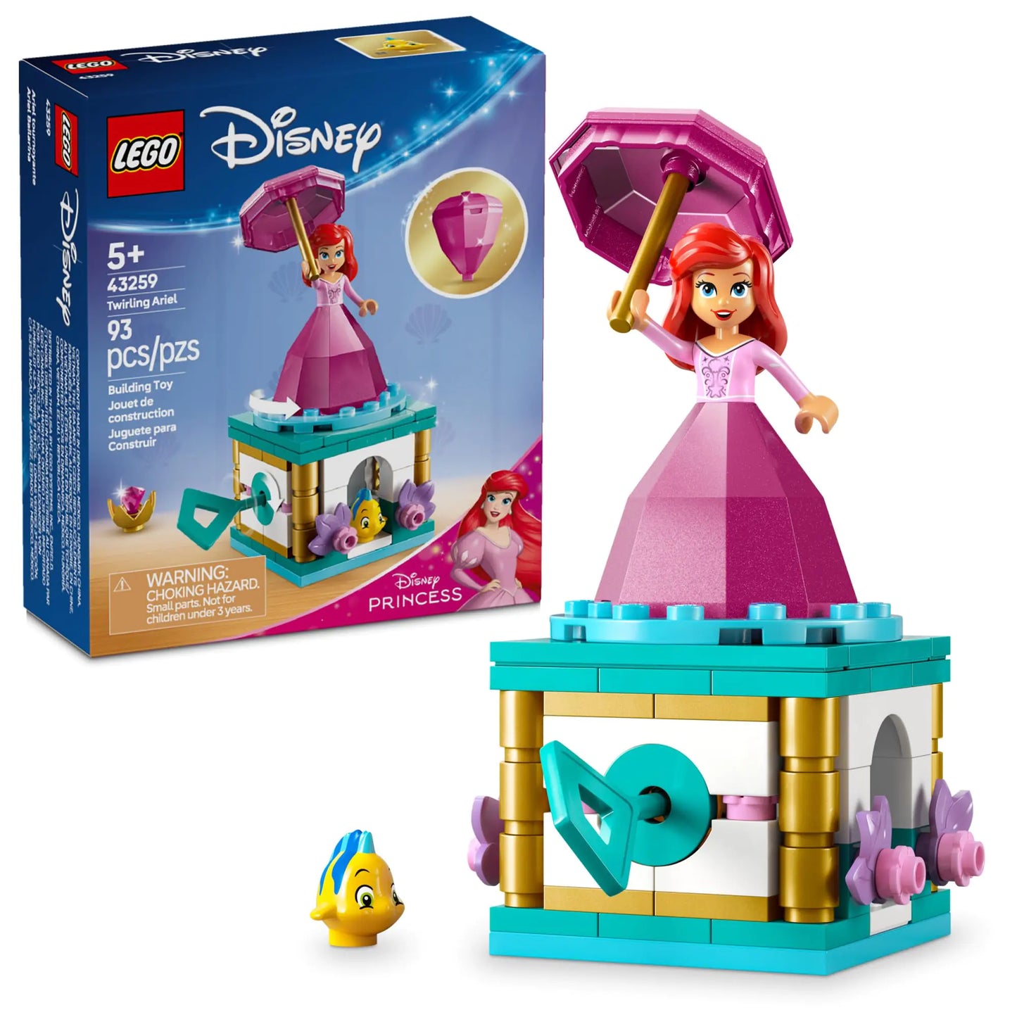 LEGO Disney Princess Twirling Ariel Toy - Building Toy for Kids Girls and Boys Ages 5+ - Little Mermaid Toy for Fans of Movie - Ariel Doll Gift Idea for Birthdays - 43259