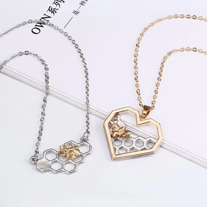 Honeycomb Heart Pendant With Chain WEM Support (www.WEM.support)