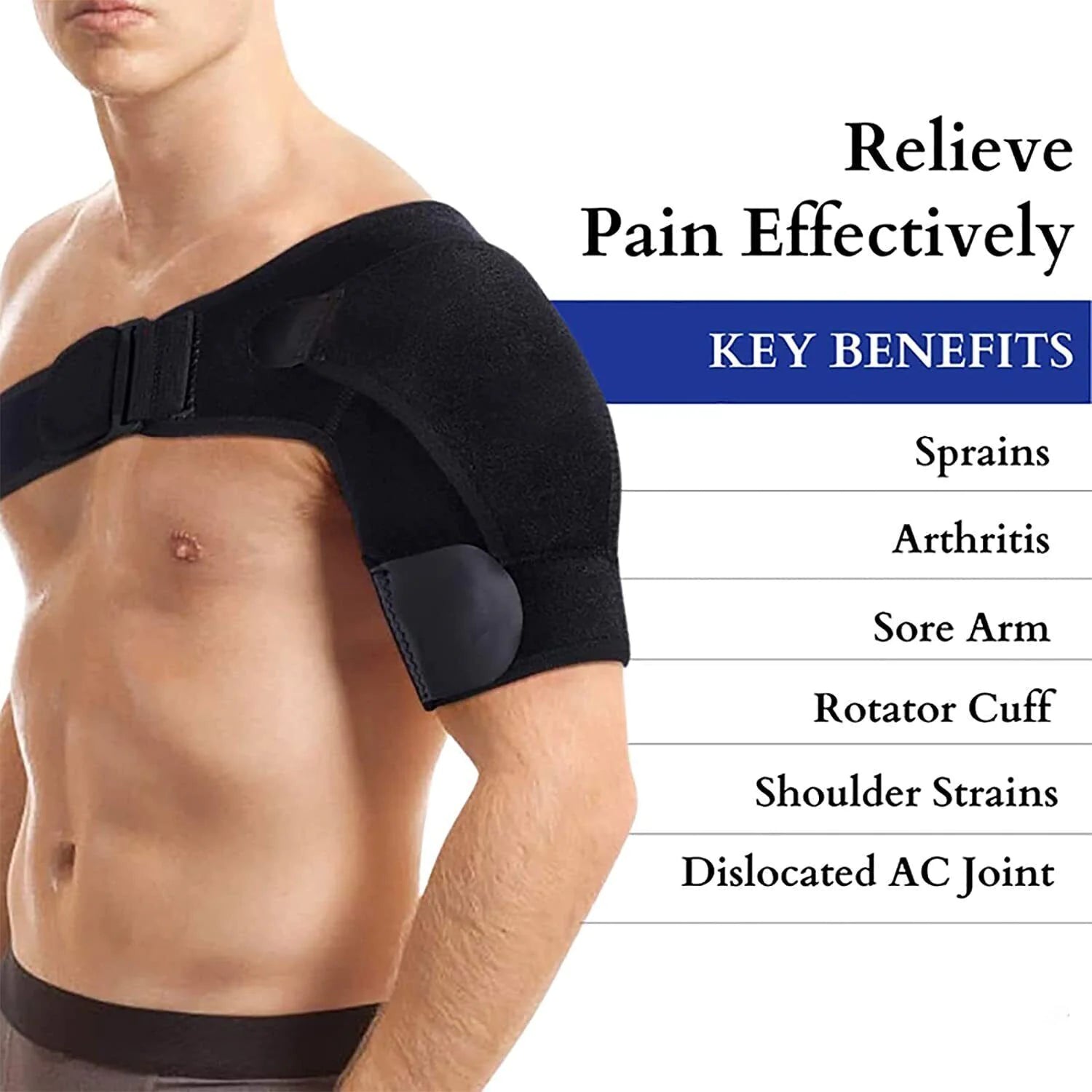 Shoulder Brace Support Compression Sleeve Torn Rotator Cuff AC Joint Pain Relief WEM Support (www.WEM.support)