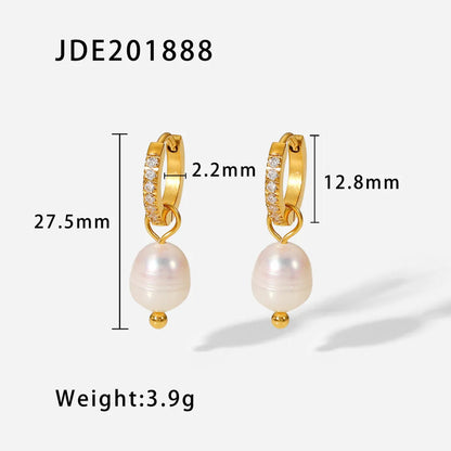 Fashionable Stainless Steel Pearl Earrings HejK.com