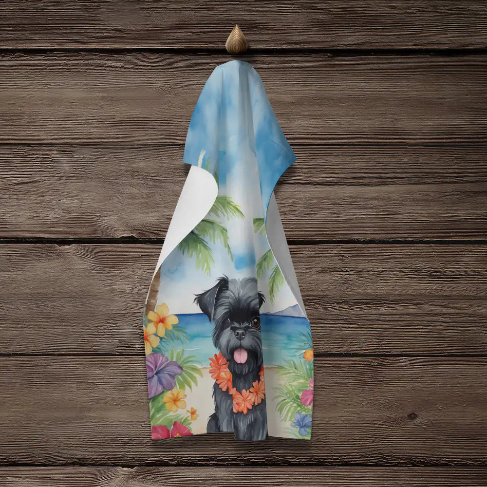 Affenpinscher Luau Kitchen Towel WEM Support (www.WEM.support)