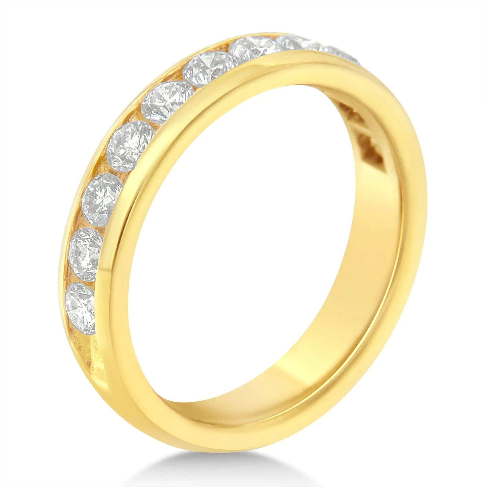 18K Yellow Gold Diamond Wedding Band Ring (1 Cttw, H-I Color, SI2-I1 Clarity) WEM Support (www.WEM.support)