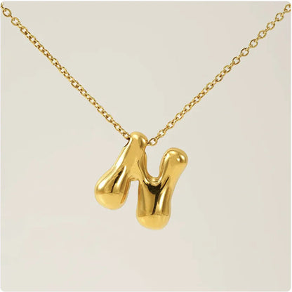 Women's Glossy Bubble Letter Pendant Necklace WEM Support (www.WEM.support)