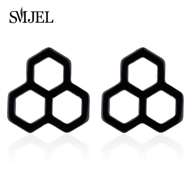 Triple Honeycomb Stud Earrings WEM Support (www.WEM.support)