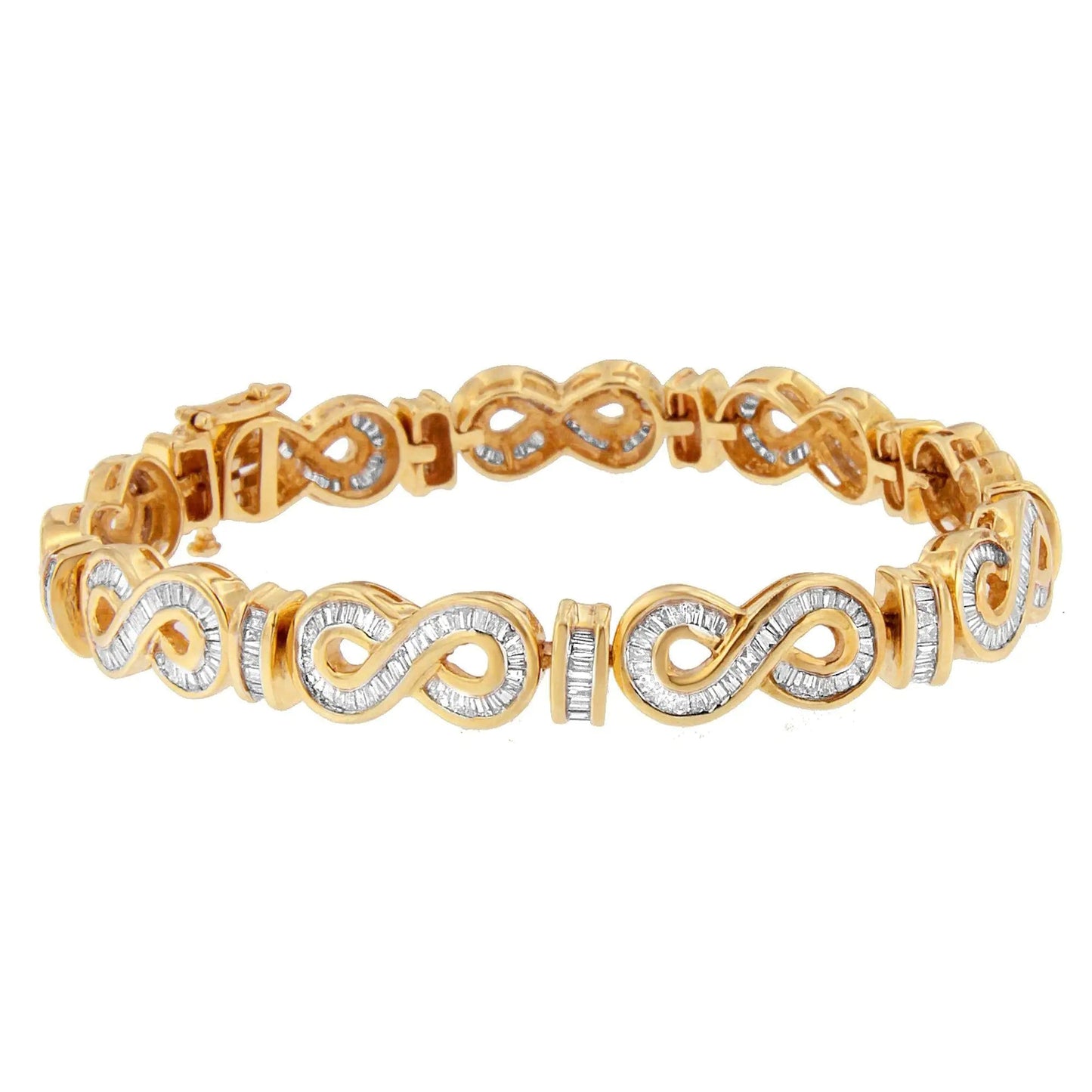 14K Yellow Gold Baguette Cut Diamond Bracelet (4.00 cttw, H-I Color, SI2-I1 Clarity) WEM Support (www.WEM.support)