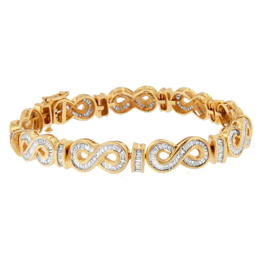 14K Yellow Gold Baguette Cut Diamond Bracelet (4.00 cttw, H-I Color, SI2-I1 Clarity) WEM Support (www.WEM.support)