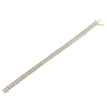 14K Gold 5.00 Cttw Square Princess Cut White Diamond Rectangular Invisible Set Link Tennis Bracelet (H-I Color, SI2-I1 Clarity) - 7.25” Inches WEM Support (www.WEM.support)